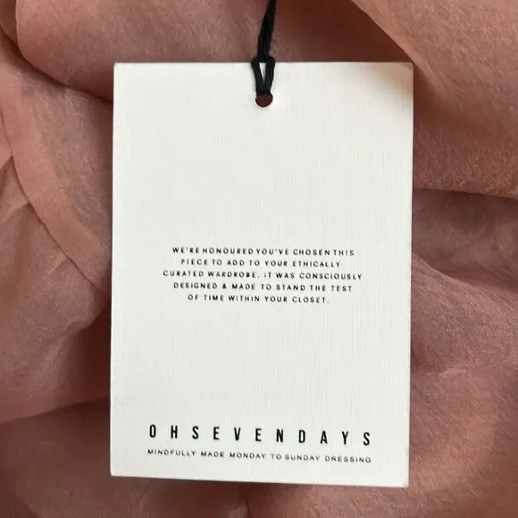 Anthropologie X OhSevenDays Tiered Sheer Midi Dress Size Large color blush - Picture 10 of 11